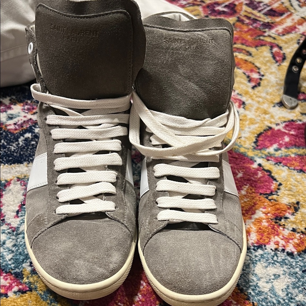 Saint Laurent Gray and White Athletic Shoes